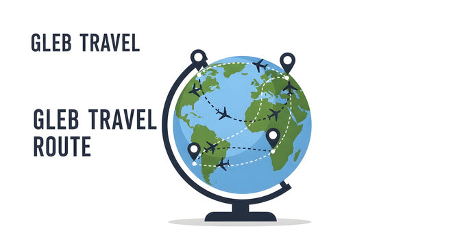 A globe with a travel route marked on it