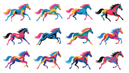 Fototapeta premium Colorful vector set of flags arranged in a seamless pattern design style