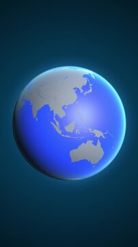 The animation shows a graphic representation of the earth and highlights the location and map of Northern Mariana Islands colored red in vertical format.