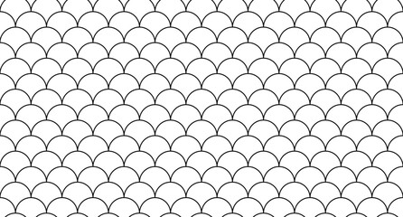 Seamless fish scale pattern with black lines on white background © Hasan_Sumon