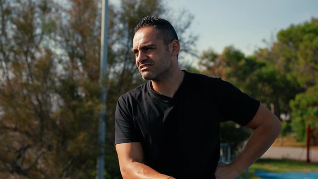 coach looks at his team with contempt