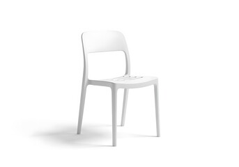 Obraz premium Modern minimalist white plastic chair with curved backrest and legs