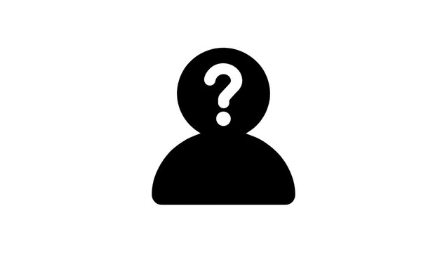 Isolated person silhouette with a question mark on head representing identity crisis or unknown profile