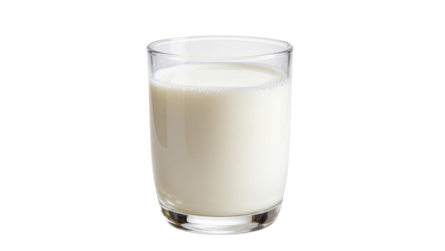 Isolated refreshing clear glass filled with fresh white milk, a healthy dairy drink