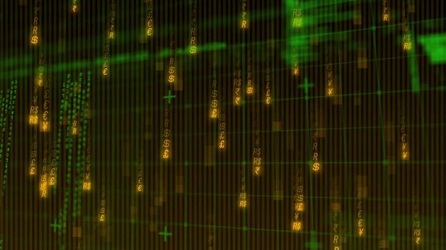 Computer-style data display shifting and duplicating after scan line sweep, visualizing data flow