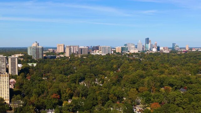 American Atlanta city Buckhead uptown with modern buildings in business financial district. USA urban development concept.