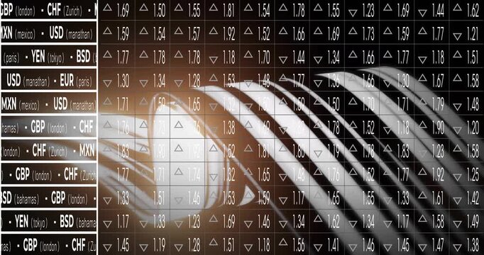 Market data updating revealing white car sliding right grid and ticker updating, headlight pulsing