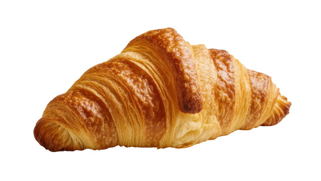 Isolated fresh baked golden flaky butter croissant delicious pastry food ready for breakfast