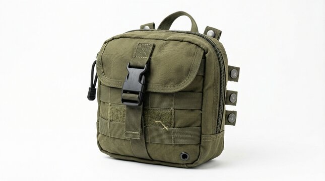 Military ammunition pouch empty isolated on white background