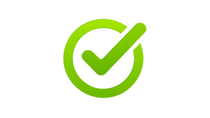 Isolated Bright green checkmark symbol in a circular outline, representing approval and success © Martina