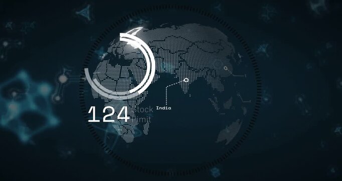 System scan rotating globe, updating Stock Limit values while donut HUD expanding showing logistics