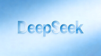Fototapeta premium DeepSeek logo with layered blue line art on gradient blue background