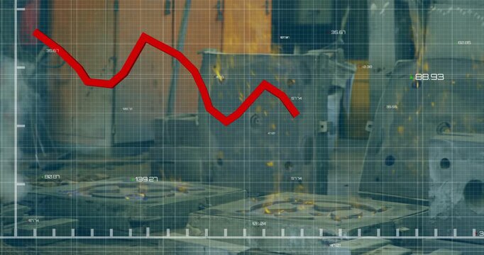 Vertical video: Starting short red segment, red trace tracing grid above burners, tracking flames