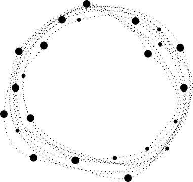 Circular point cloud arrangement with scattered dots forming dense ring distribution