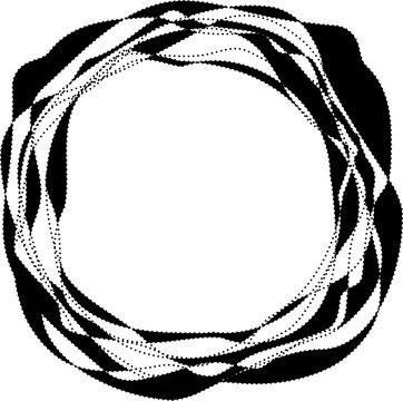 Curved ribbon-like circular form made of dotted path creating smooth ring outline