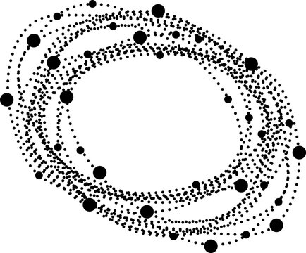 Circular trajectory paths composed of dots forming continuous motion loops and curves