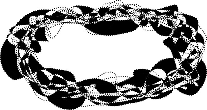 Dense blob-like circular frame with compact dotted distribution forming solid contour