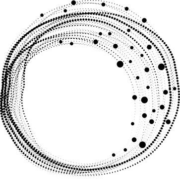 Circular pattern formed by noise-based dotted paths creating ring structure variation