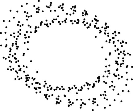 Irregular abstract shape formed by dotted paths creating uneven contour structure