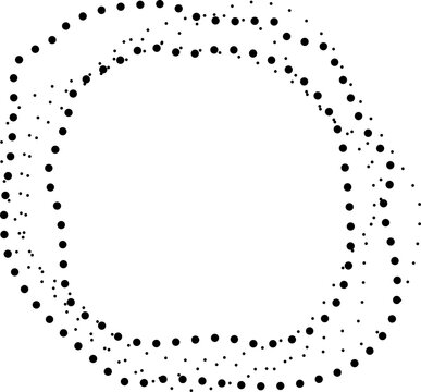 Ring structure with irregular dotted paths forming circular contour variation