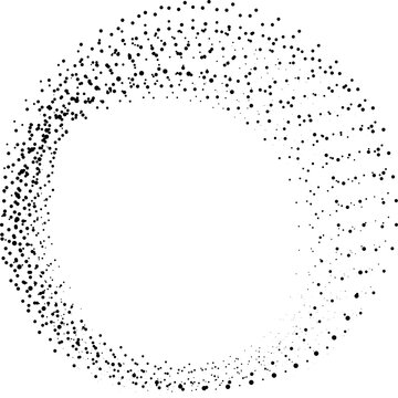Circular border with irregular dotted distribution forming textured ring contour