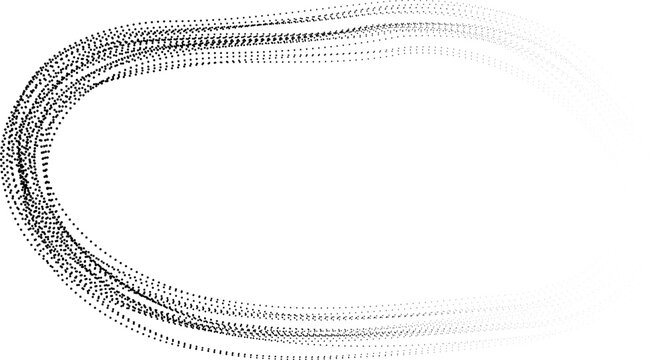 Oval border formed by thick sketch dots creating continuous contour loop