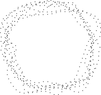 Circular frame with sparse irregular dots forming open contour structure