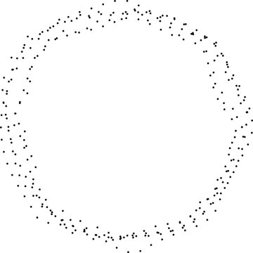 Circular outline formed by thin dotted paths creating ring contour loop