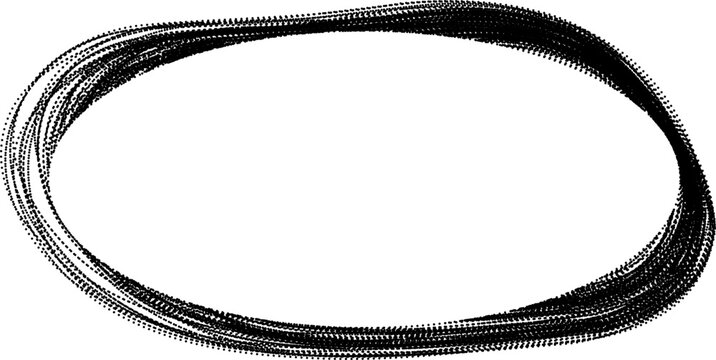 Oval border with thick sketch dots forming closed contour loop structure