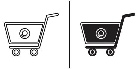 A simple illustration of two shopping cart icons side by side © rooxs