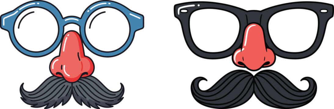 Disguise set with glasses, mustaches, and red noses