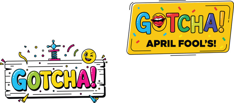 Gotcha April Fool&rsquo;s Day Illustration &ndash; Funny Prank Celebration Banner Design