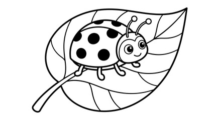 Black and white ladybug on leaf. © angguk