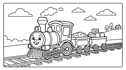 Smiling Steam Train Engine Locomotive. © bhinar