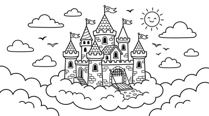 Fantasy Castle Tower Architecture Structure. © bhinar