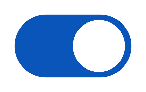 Modern flat-design blue toggle switch in the ON state. Editable vector for UI design, apps, and web interfaces. Inspired by interactive toggle animations commonly used in modern web design.