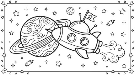 Space Rocket Ship Traveling Through Cosmos. © Kebo