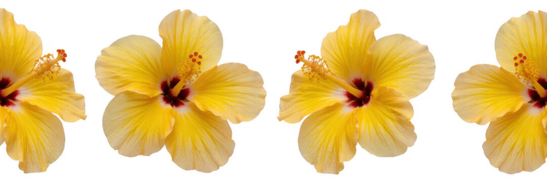 Yellow hibiscus flowers isolated on a transparent background