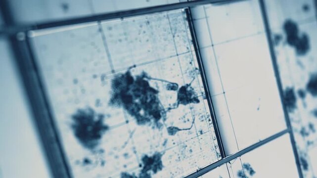 Biological samples on multiple micro glass slides revealing cellular structures and microorganisms for advanced medical research and biotechnological studies
