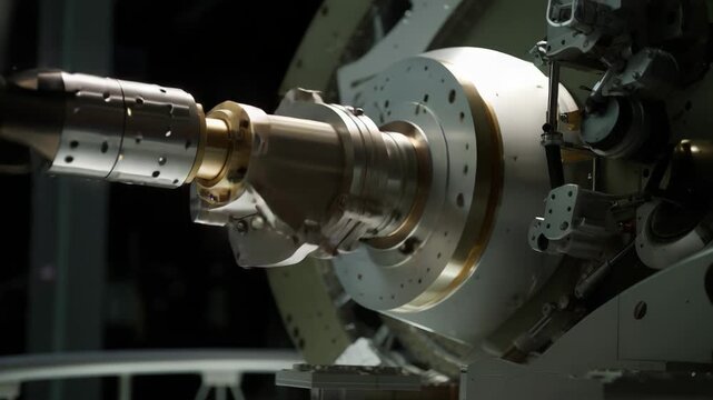 Advanced scientific machinery featuring intricate metal components, bolts, and precision engineering parts for scientific research, space technology, and data acquisition