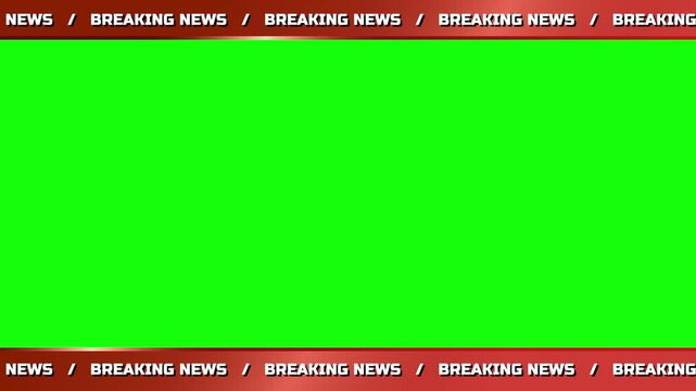 Breaking news background featuring chroma key green screen and breaking news ticker, suitable for TV broadcasts and video production. 4K.