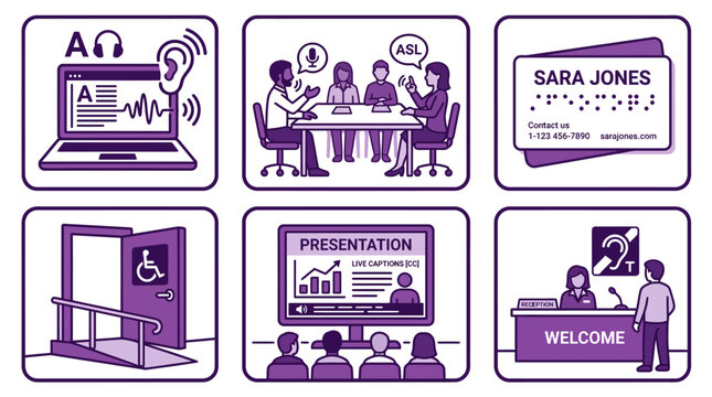 Accessibility and inclusion icons for disability support and workplace diversity