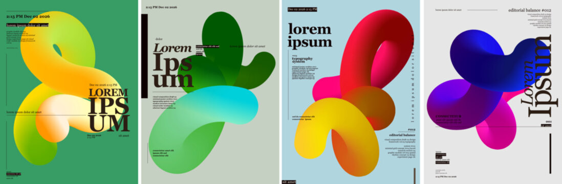 Colorful abstract design featuring fluid shapes and bold typography. The composition includes vibrant gradients and modern text elements, creating a dynamic visual impact.