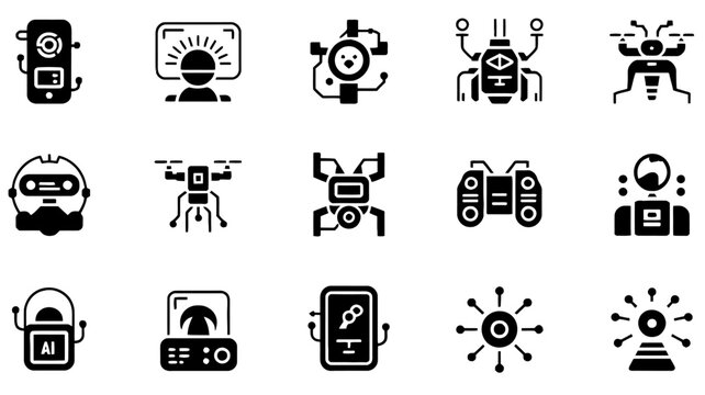 Collection of robot and technology icons.