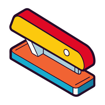 Isometric stapler vector illustration for office supplies stationery and business needs design asset