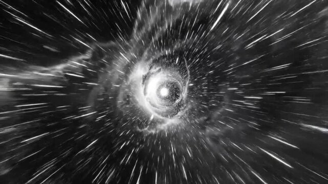 Cosmic vortex in dark space with streaming light, abstract exploration into galactic energy flow