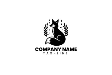 Obraz premium fox mascot logo icon in black and white ,fox logo icon in black and white 02