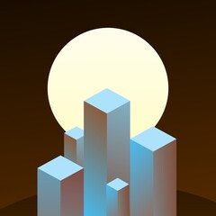 3d Miasto nocą Geometria Wektorowa  © ukasz