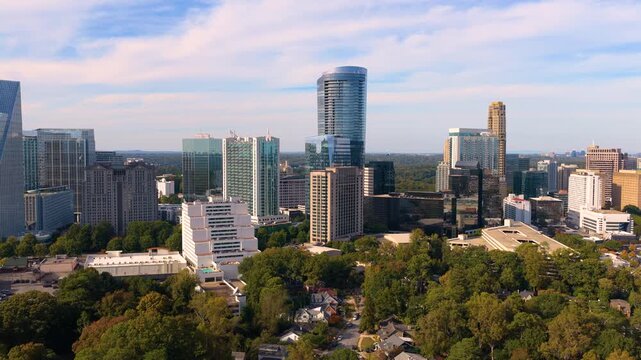 Uptown Buckhead Atlanta cityscape with business district corporate and residential high-rise buildings. Progress and city growth concept.
