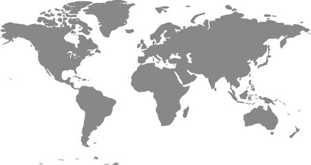 Fototapeta premium Gray vector world map on white background, global illustration